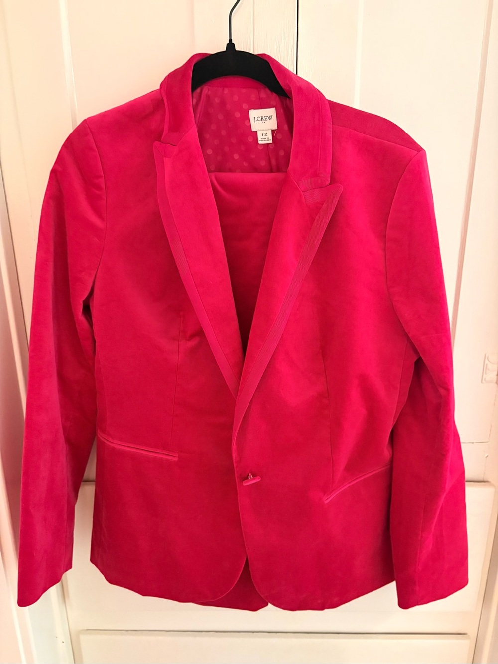 J. Crew Bright Pink Velvet Blazer